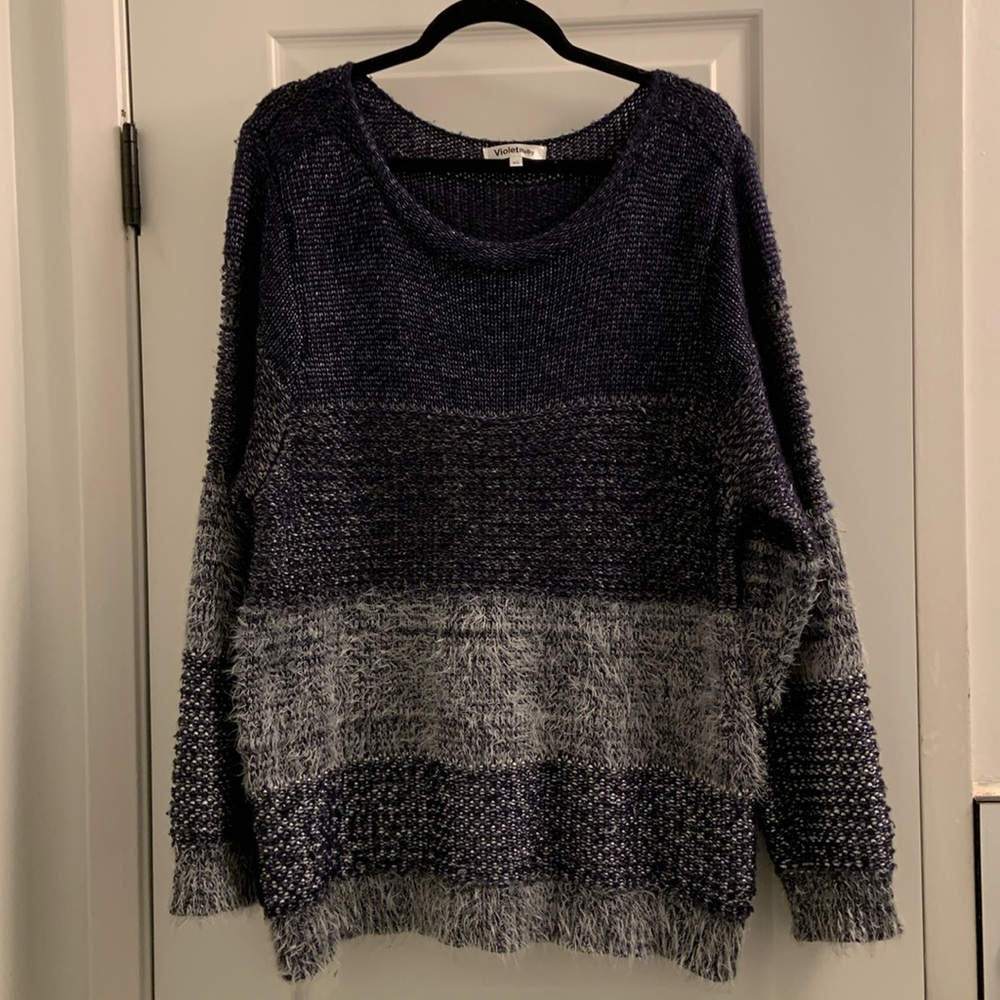 Comfy round neck sweater knitted _ violet ruby